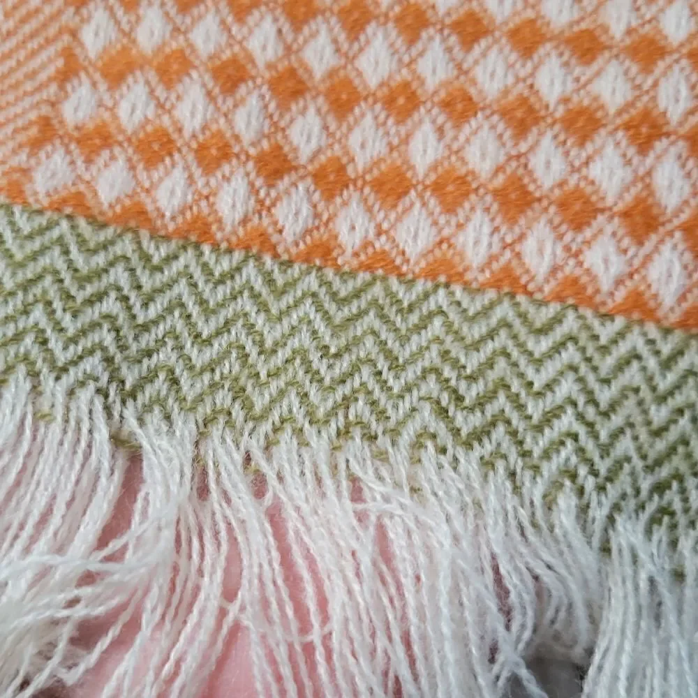 LN MODERNA PATCHWORK STYLE BLANKET SCARF W/FRINGE